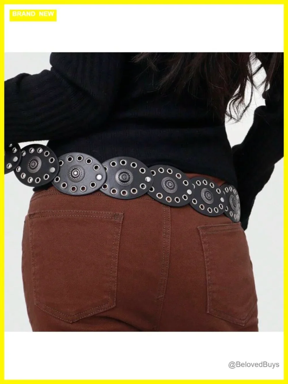 Western Wide Disc Belt Faux Leather Vintage Cowgirl Belt